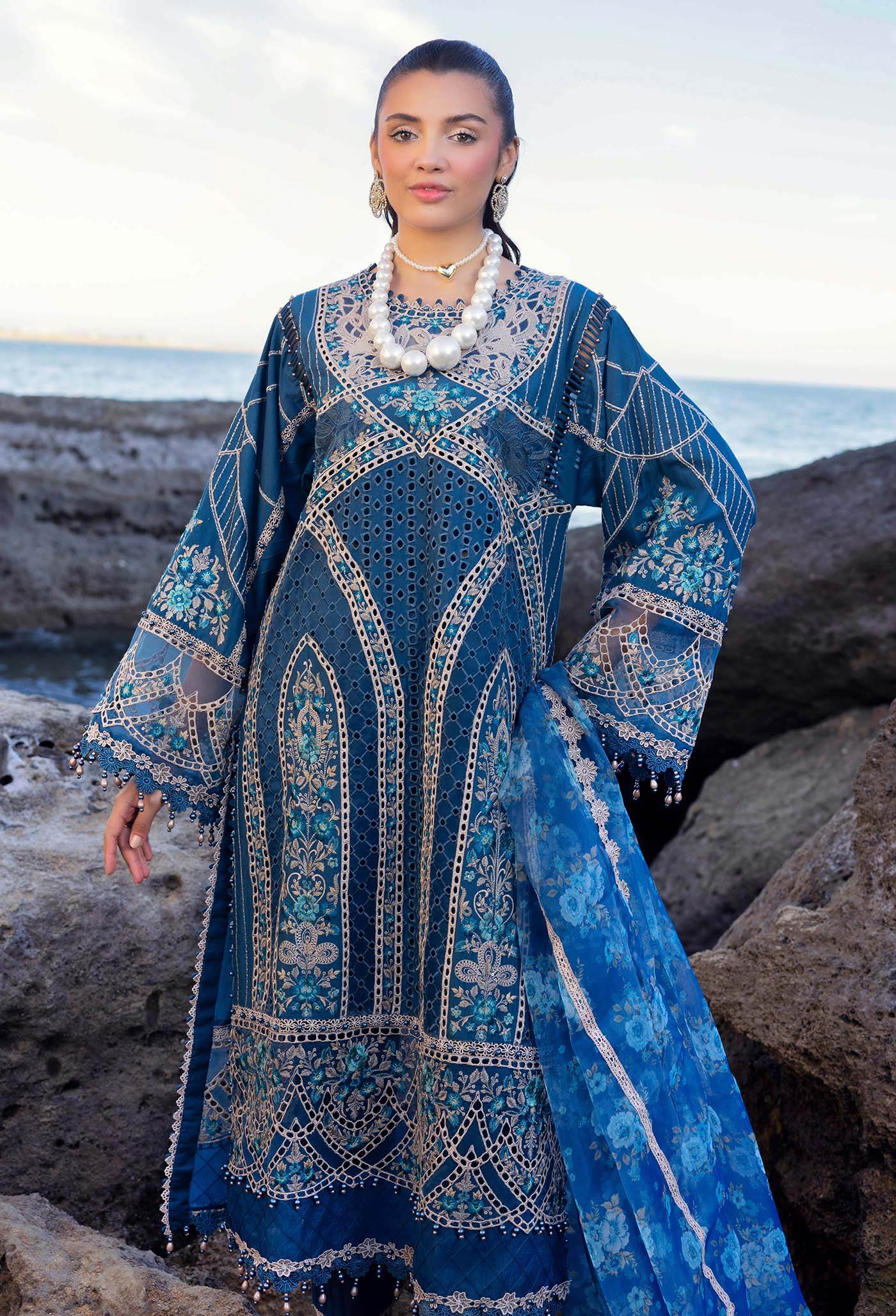 Adans Libas Lasserkari Embroidered Premium Lawn Unstitched 3 Piece - Jotey