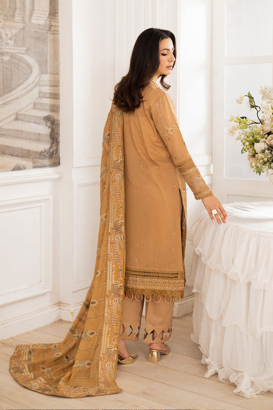 Johra Gold Swiss Voil Heavy Embroidered Lawn Unstitched 3Pcs