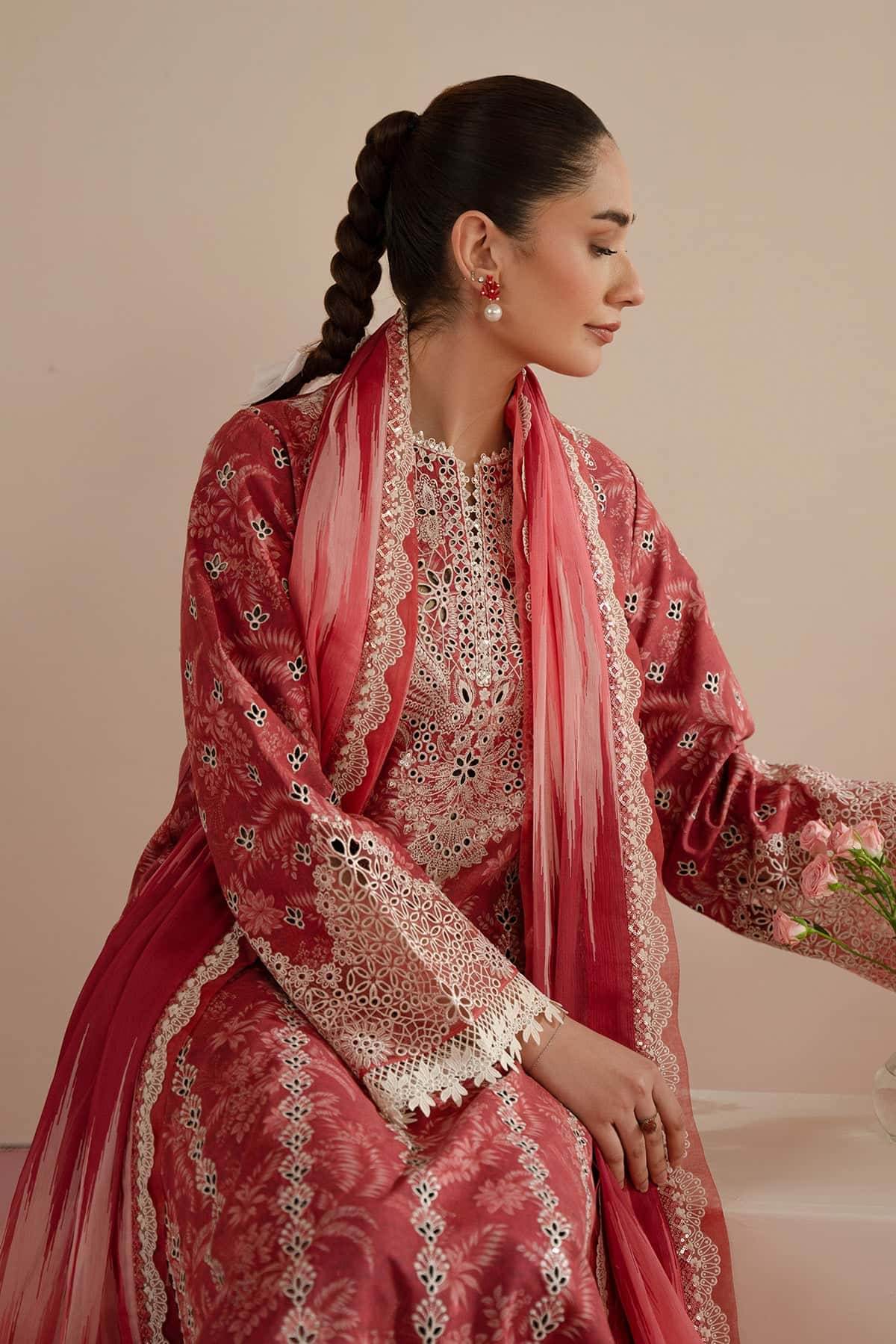 Floral Charm By Afrozeh Embroidered Lawn Unstitched 3pcs - Jotey