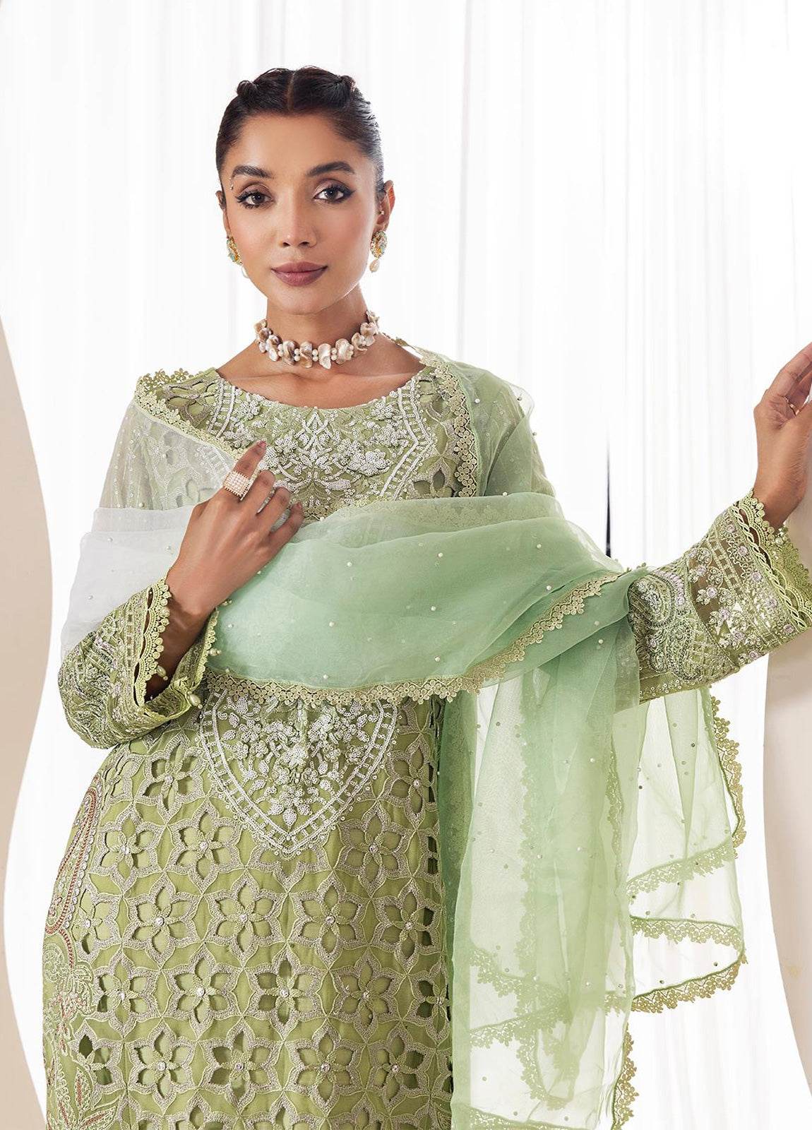 Zoya By ZA Clothes Embroidered Chiffon Semi-Stitched 3pcs - Jotey