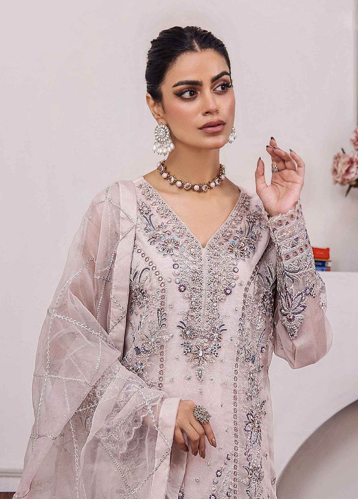 ZA Clothes Gulshan Embroidered Organza Ready to wear 3pcs - Jotey