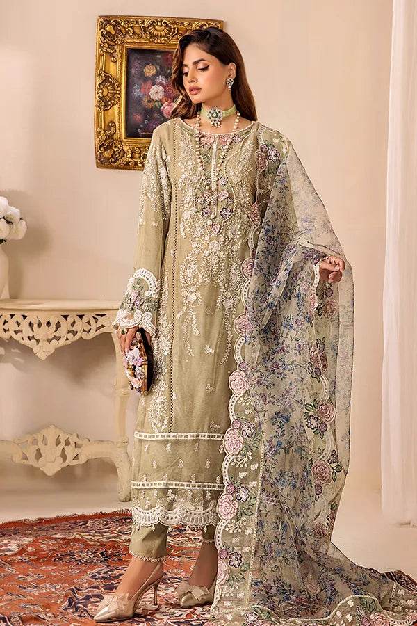 ZA Clothes Embroidered Chiffon Ready to wear 3pcs - Jotey