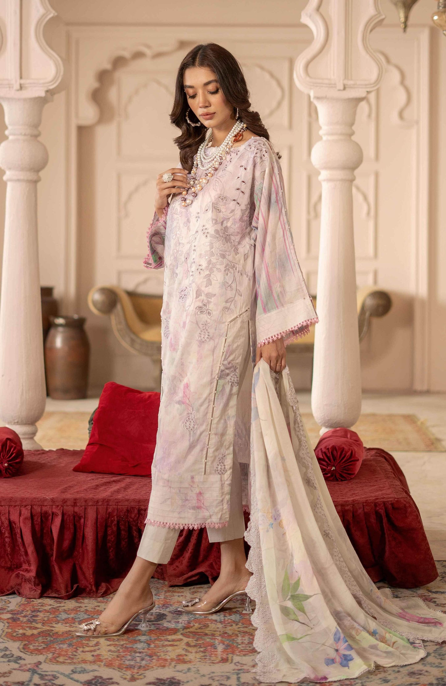 Sunshine Bloom By Alzohaib Premium Printed Embroidered Unstitched 3pcs - Jotey