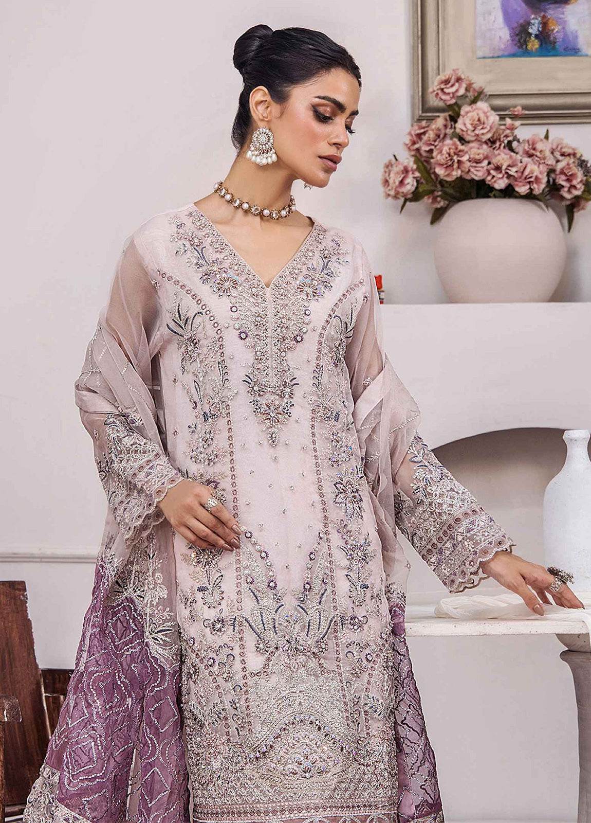 ZA Clothes Gulshan Embroidered Organza Ready to wear 3pcs - Jotey