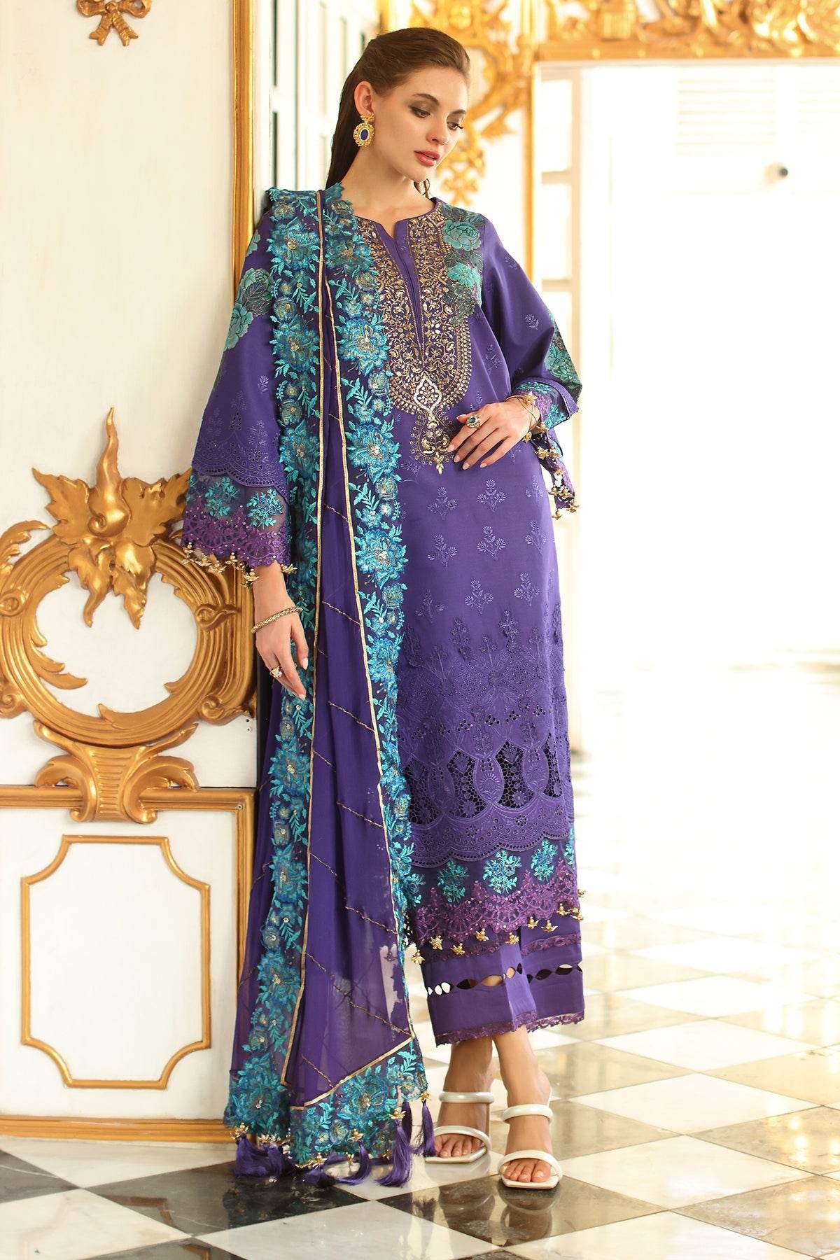 Tabeer By Charizma Embroidered Premium Chiffli Lawn Eid Edition Unstitched 3pcs - Jotey
