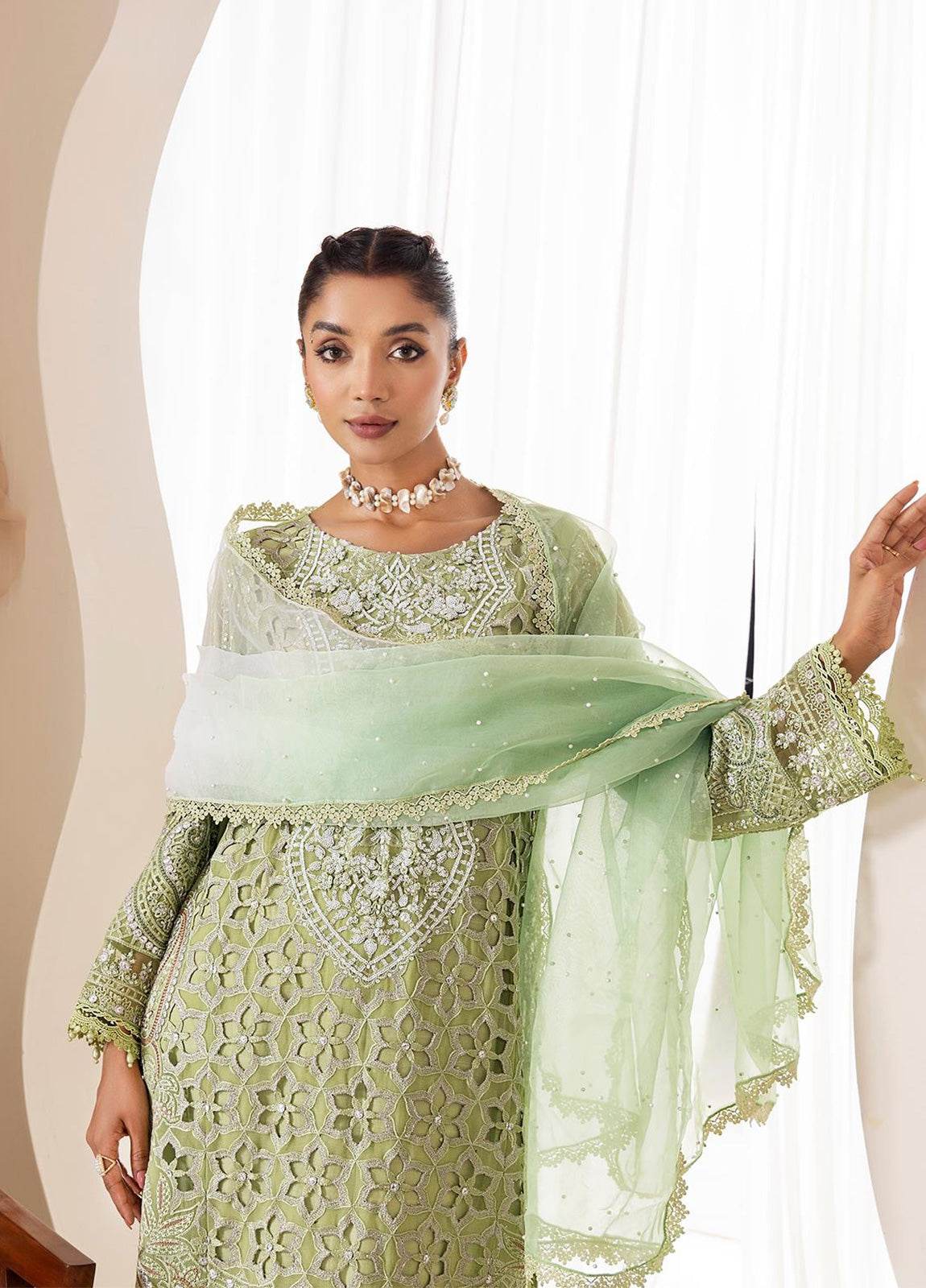 Zoya By ZA Clothes Embroidered Chiffon Semi-Stitched 3pcs - Jotey