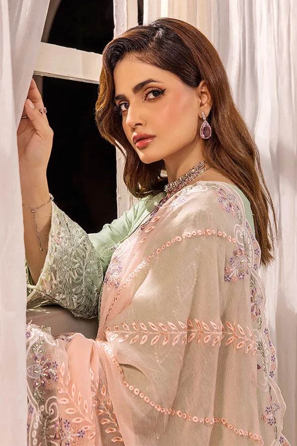 ZA Clothes Embroidered Chiffon Ready to wear 3pcs - Jotey