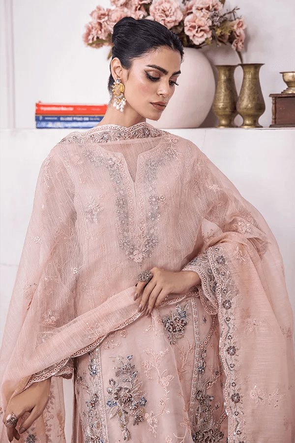 ZA Clothes MUZAYYAN Embroidered Organza Ready to wear 3pcs - Jotey