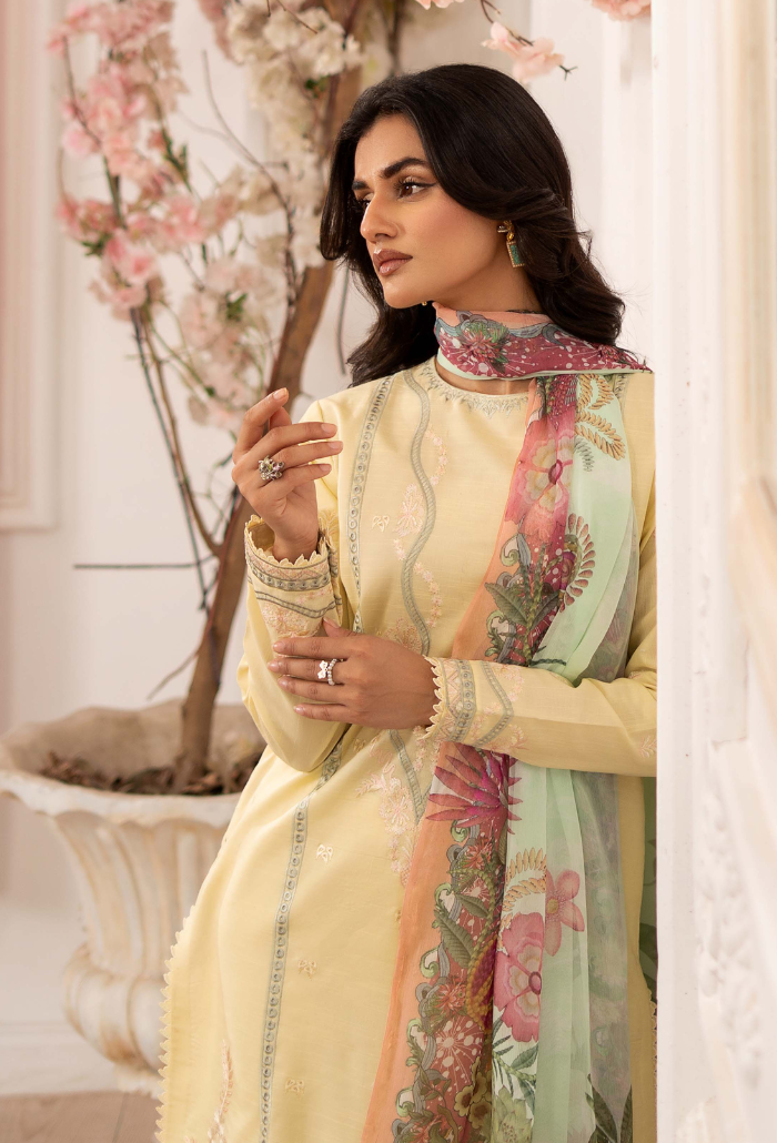 Inara By Humdum Embroidered Lawn'25 Unstitched 3pcs