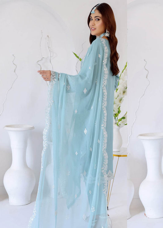 Zahikah By Bin Hameed Luxury Embroidered Chiffon Untitched 3pcs - Jotey