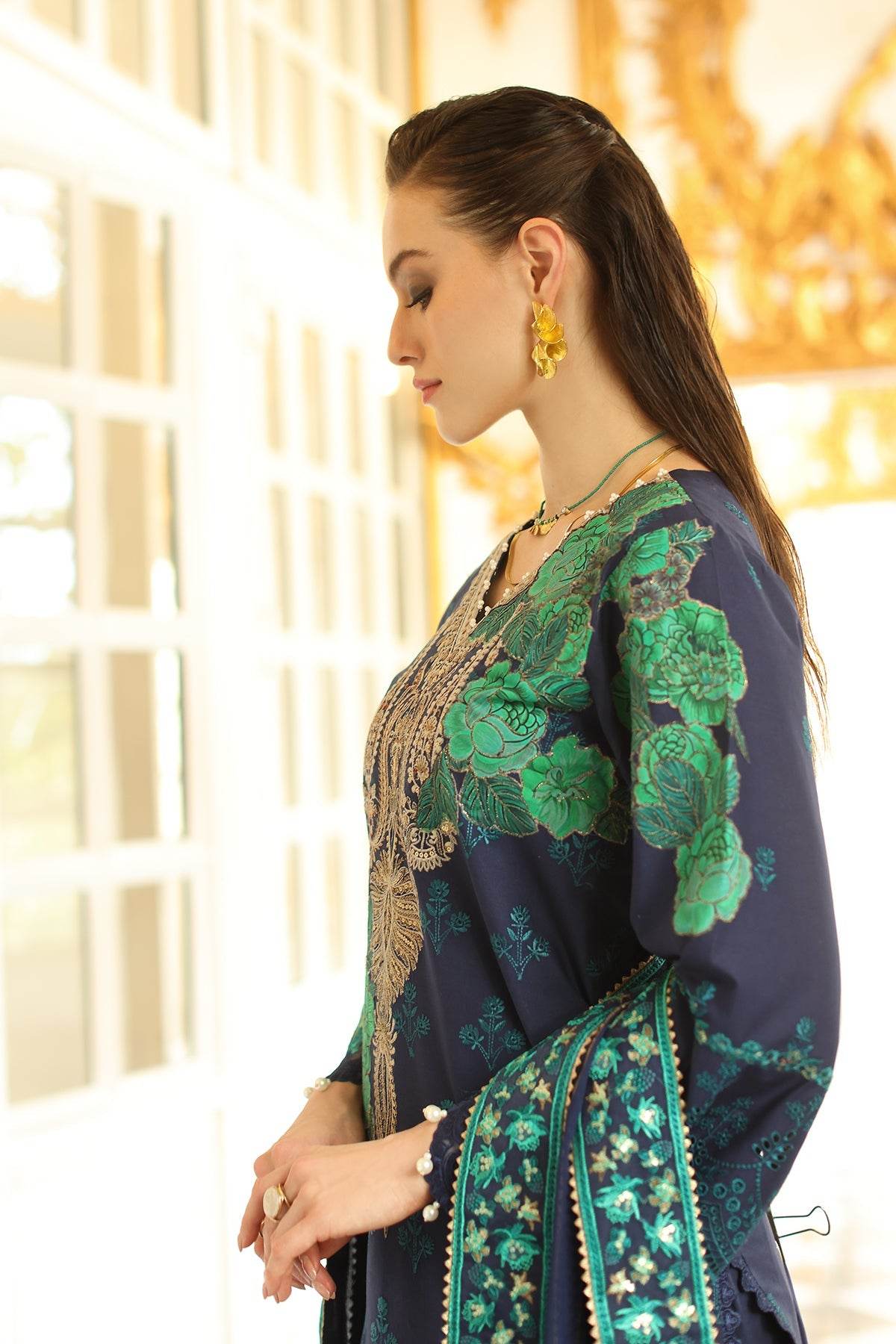 Tabeer By Charizma Embroidered Premium Chiffli Lawn Eid Edition Unstitched 3pcs - Jotey