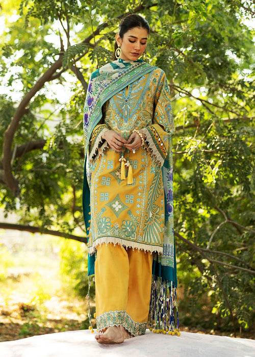 Siraa By Sadaf Fawad Khan Luxury Embroidered Lawn'25 Unstitched 3pcs - Jotey