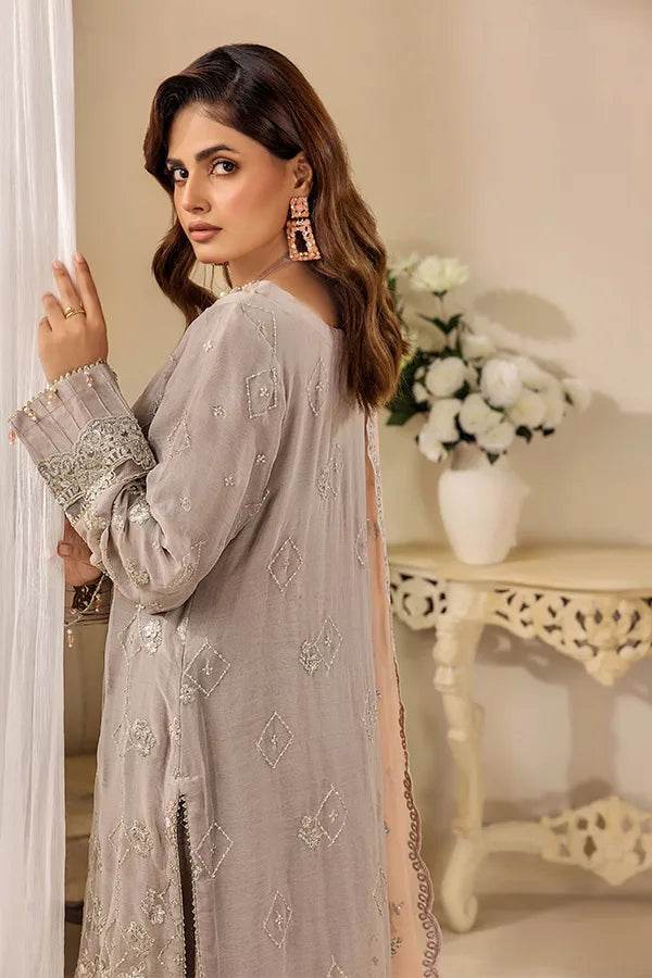 ZA Clothes Embroidered Chiffon Ready to wear 3pcs - Jotey