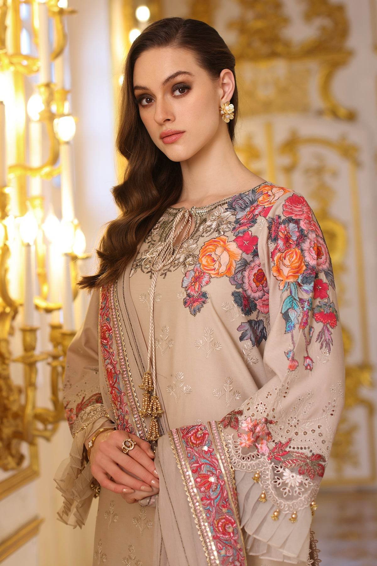 Tabeer By Charizma Embroidered Premium Chiffli Lawn Eid Edition Unstitched 3pcs - Jotey