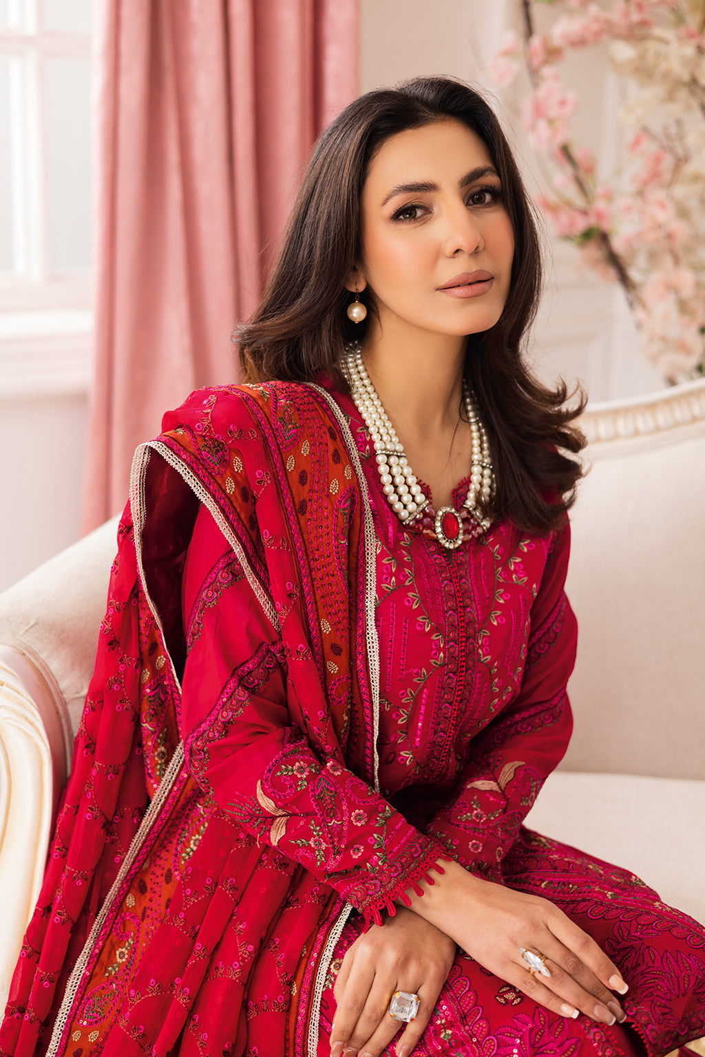 Johra Gold Swiss Voil Heavy Embroidered Lawn Unstitched 3Pcs