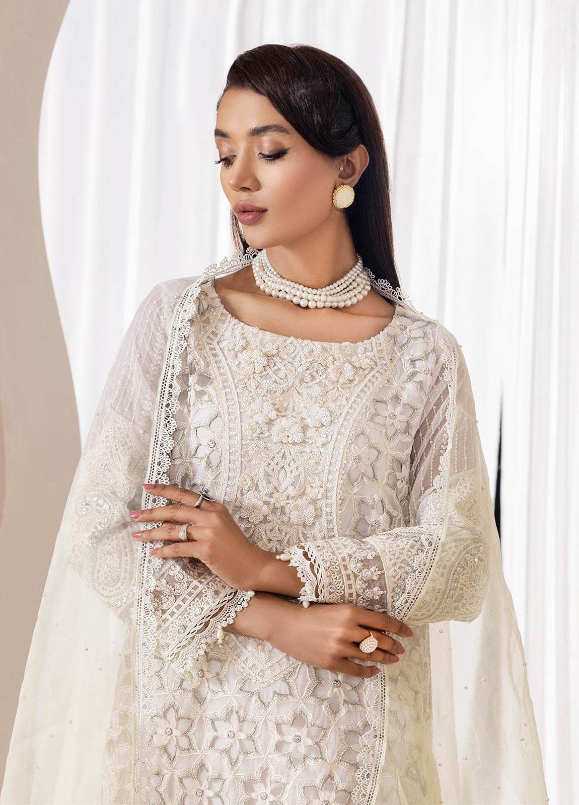 Zoya By ZA Clothes Embroidered Chiffon Semi-Stitched 3pcs - Jotey