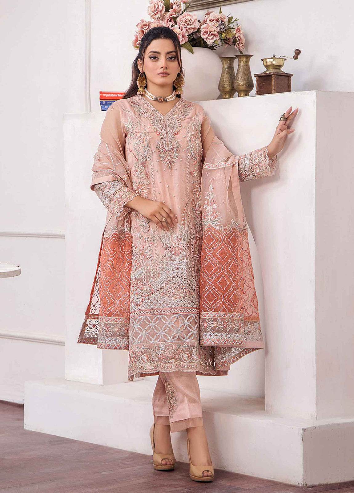 ZA Clothes Gulshan Embroidered Organza Ready to wear 3pcs - Jotey