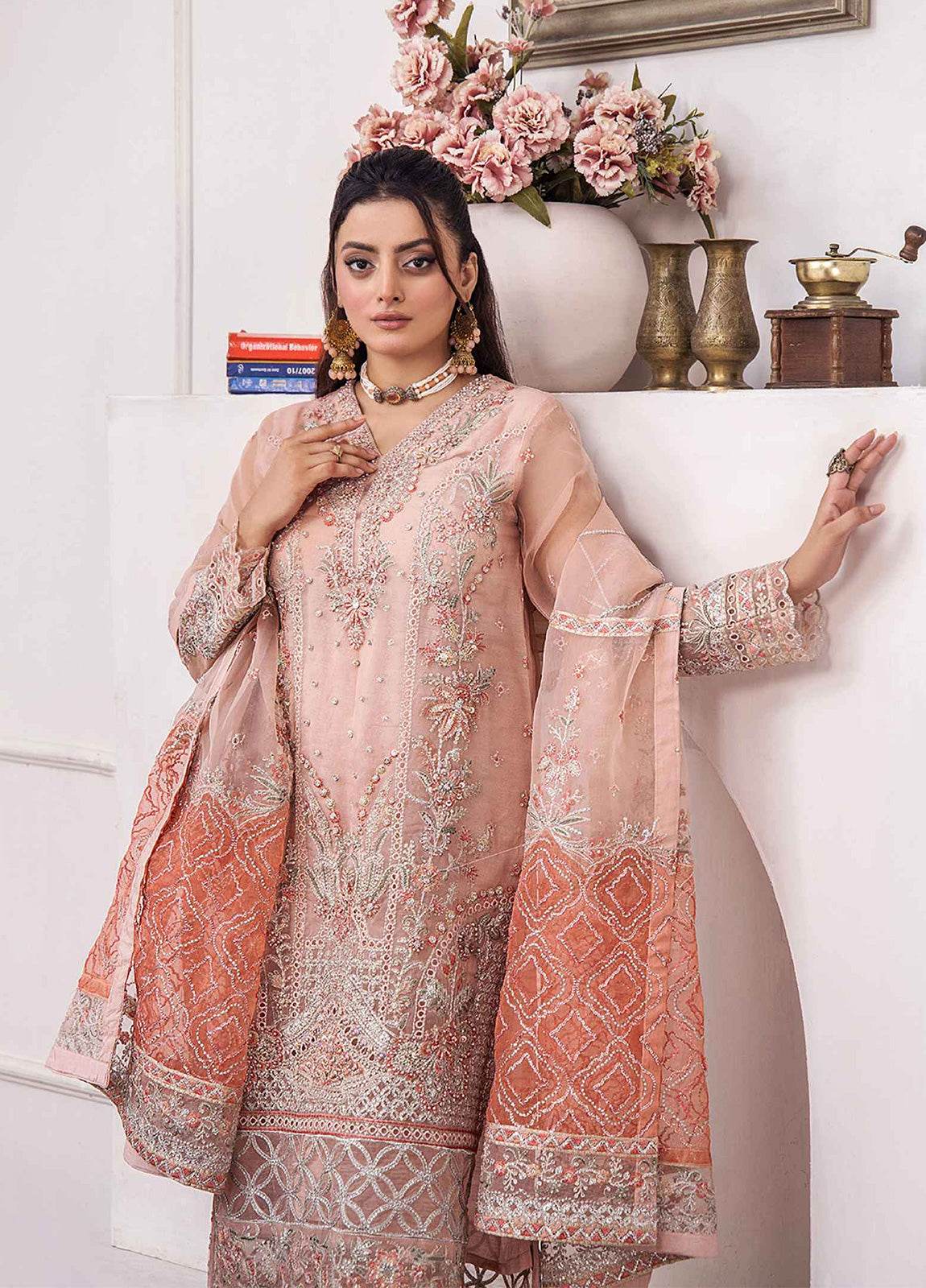 ZA Clothes Gulshan Embroidered Organza Ready to wear 3pcs - Jotey