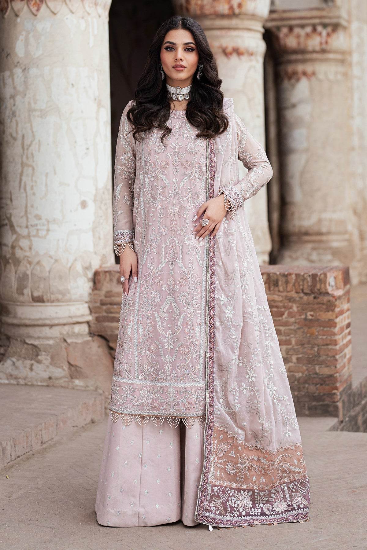 Shehnai By Zarif Embroidered Luxury Wedding Unstitched 3pcs - Jotey