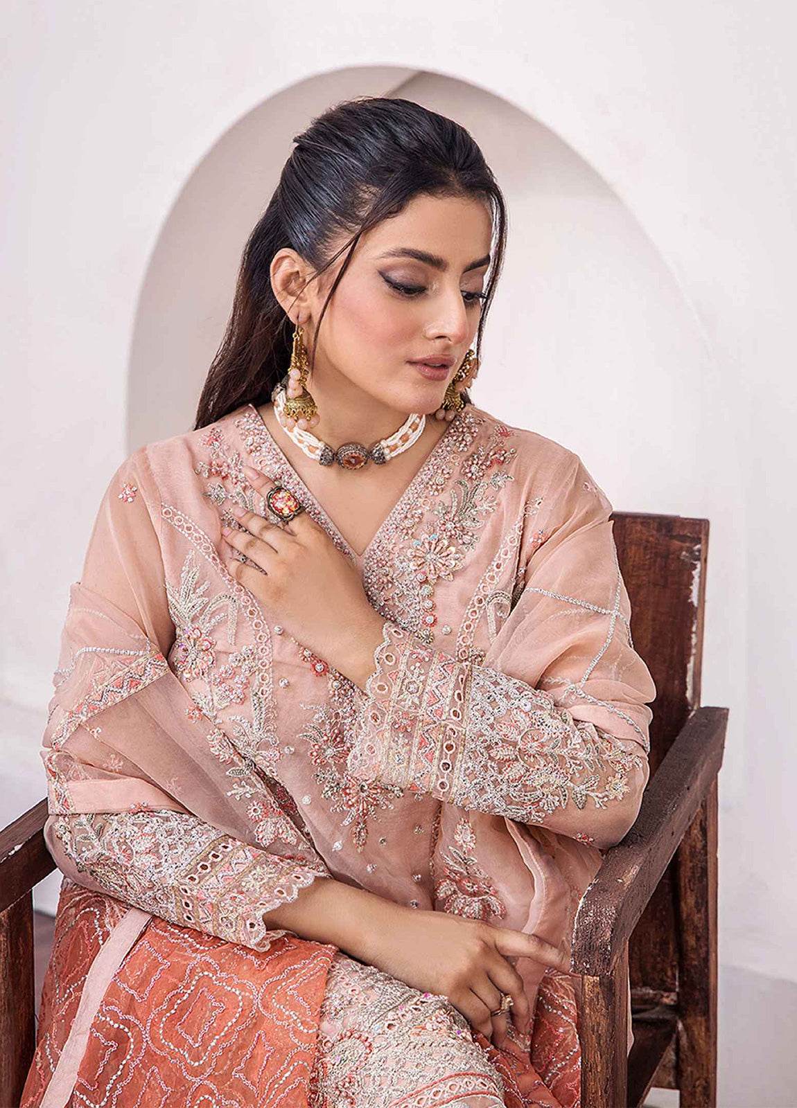 ZA Clothes Gulshan Embroidered Organza Ready to wear 3pcs - Jotey