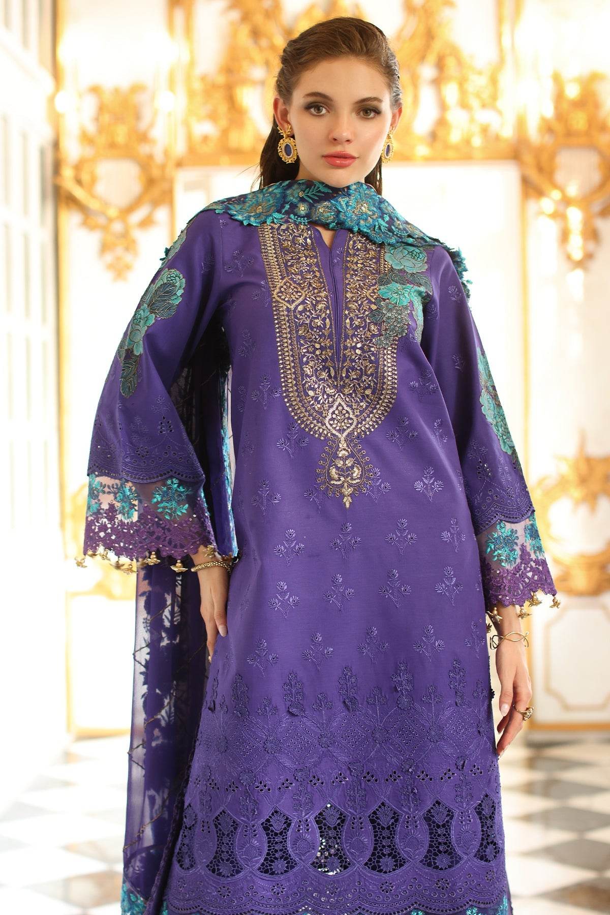 Tabeer By Charizma Embroidered Premium Chiffli Lawn Eid Edition Unstitched 3pcs - Jotey