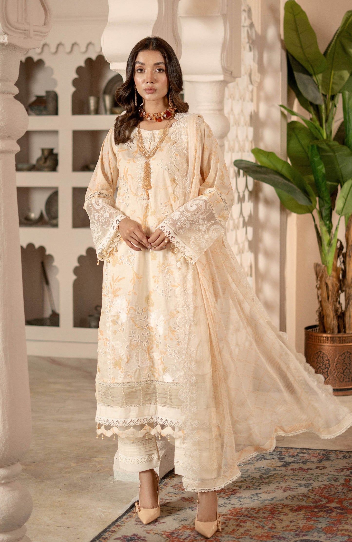 Sunshine Bloom By Alzohaib Premium Printed Embroidered Unstitched 3pcs - Jotey