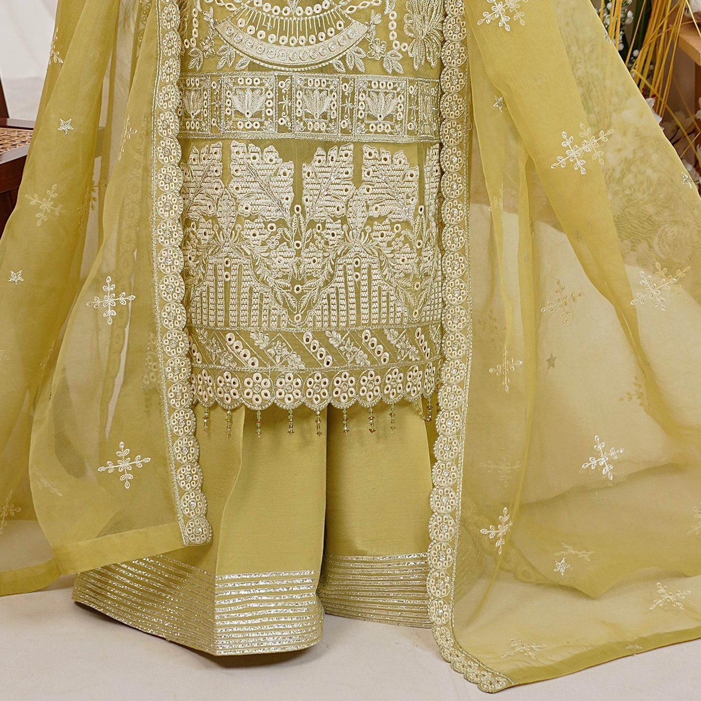 Embellished Ready to wear Organza 3pcs - Jotey