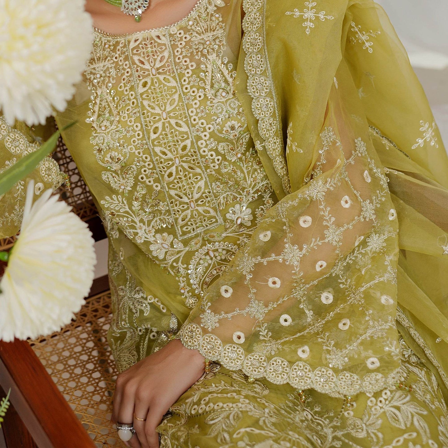 Embellished Ready to wear Organza 3pcs - Jotey