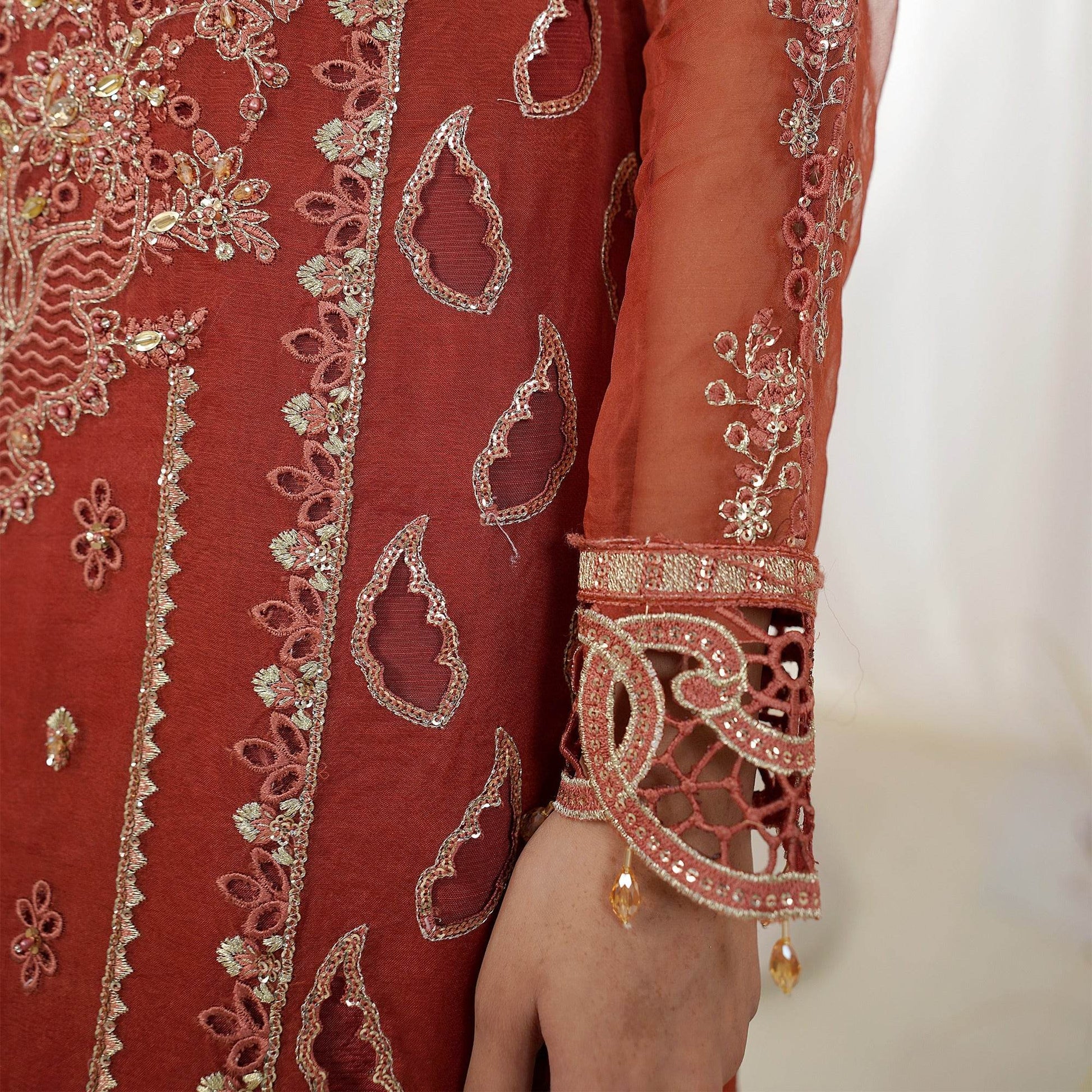 Embellished Ready to wear Organza 3pcs - Jotey