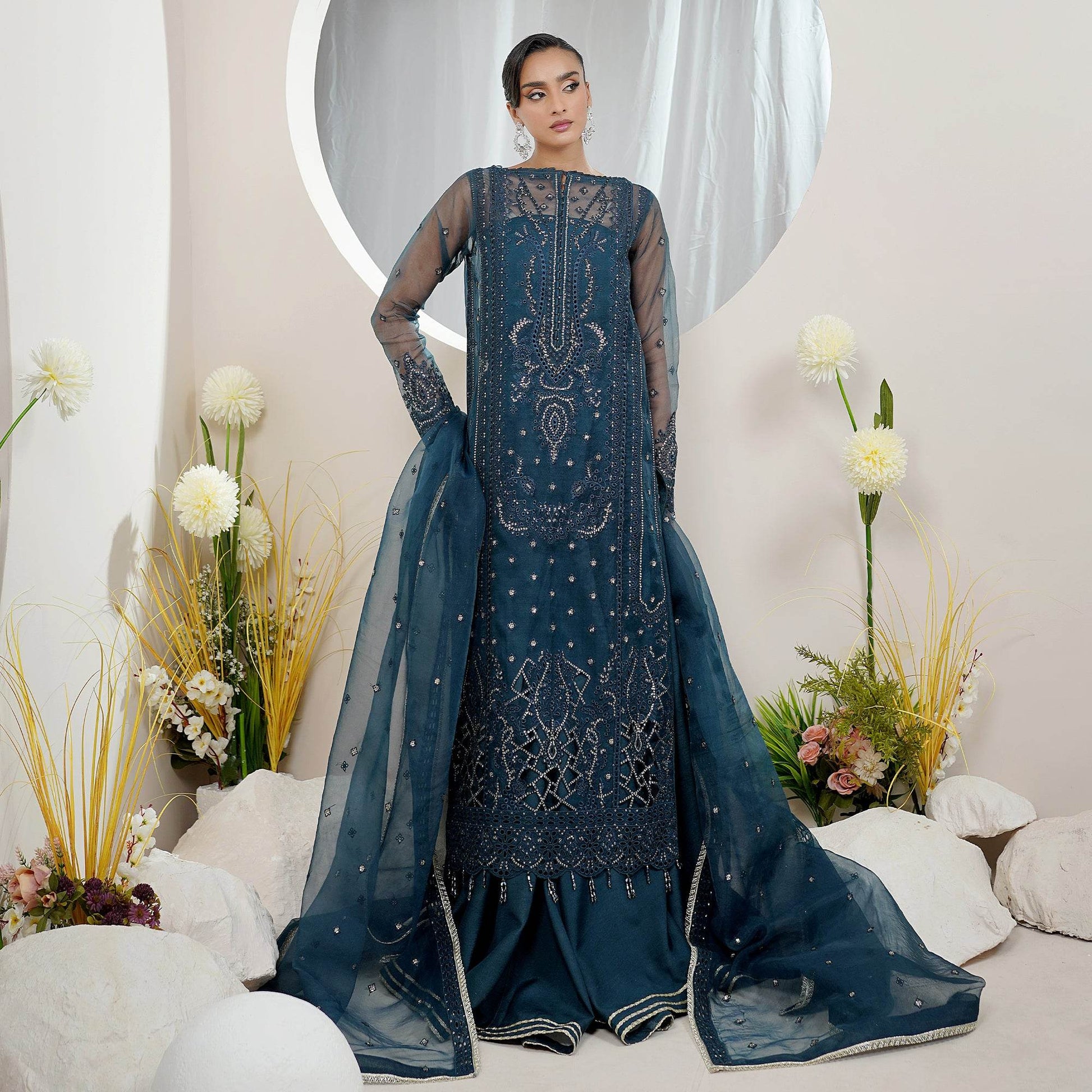 Embellished Ready to wear Organza 3pcs - Jotey