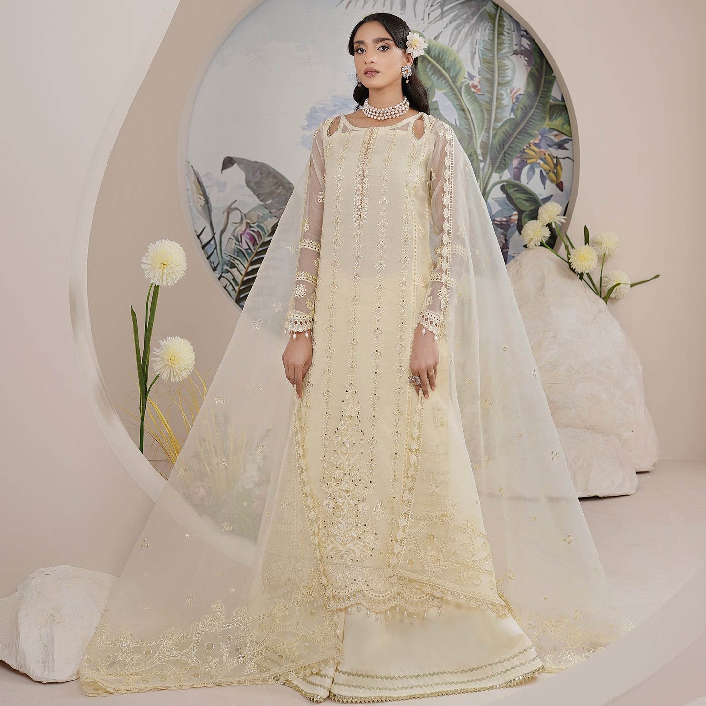 Embellished Ready to wear Organza 3pcs - Jotey