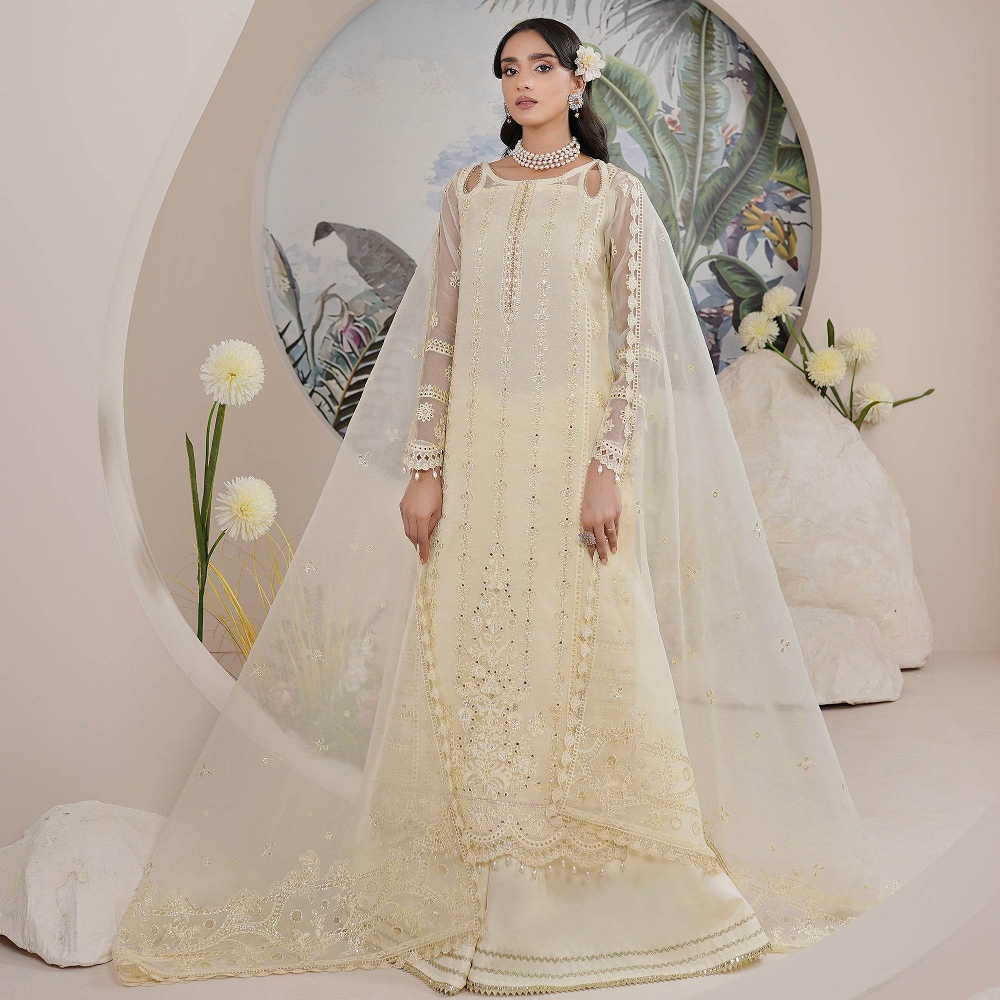 Embellished Ready to wear Organza 3pcs - Jotey