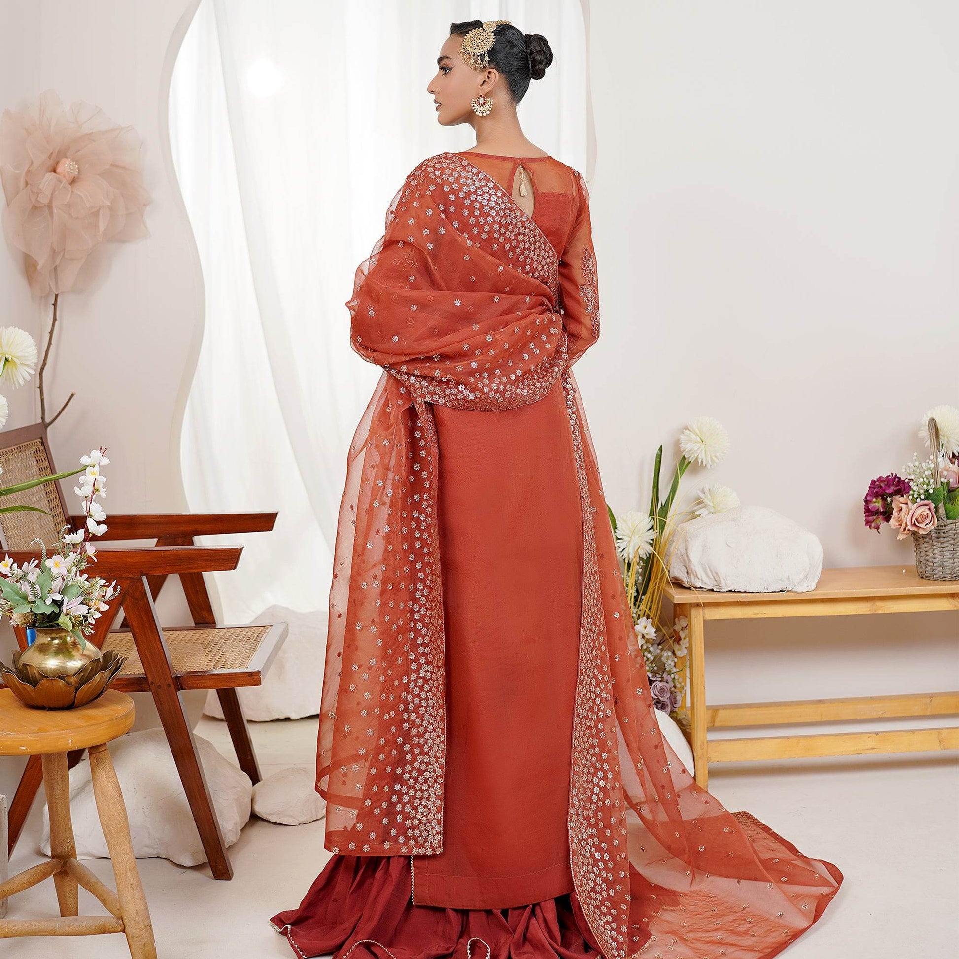 Embellished Ready to wear Organza 3pcs - Jotey