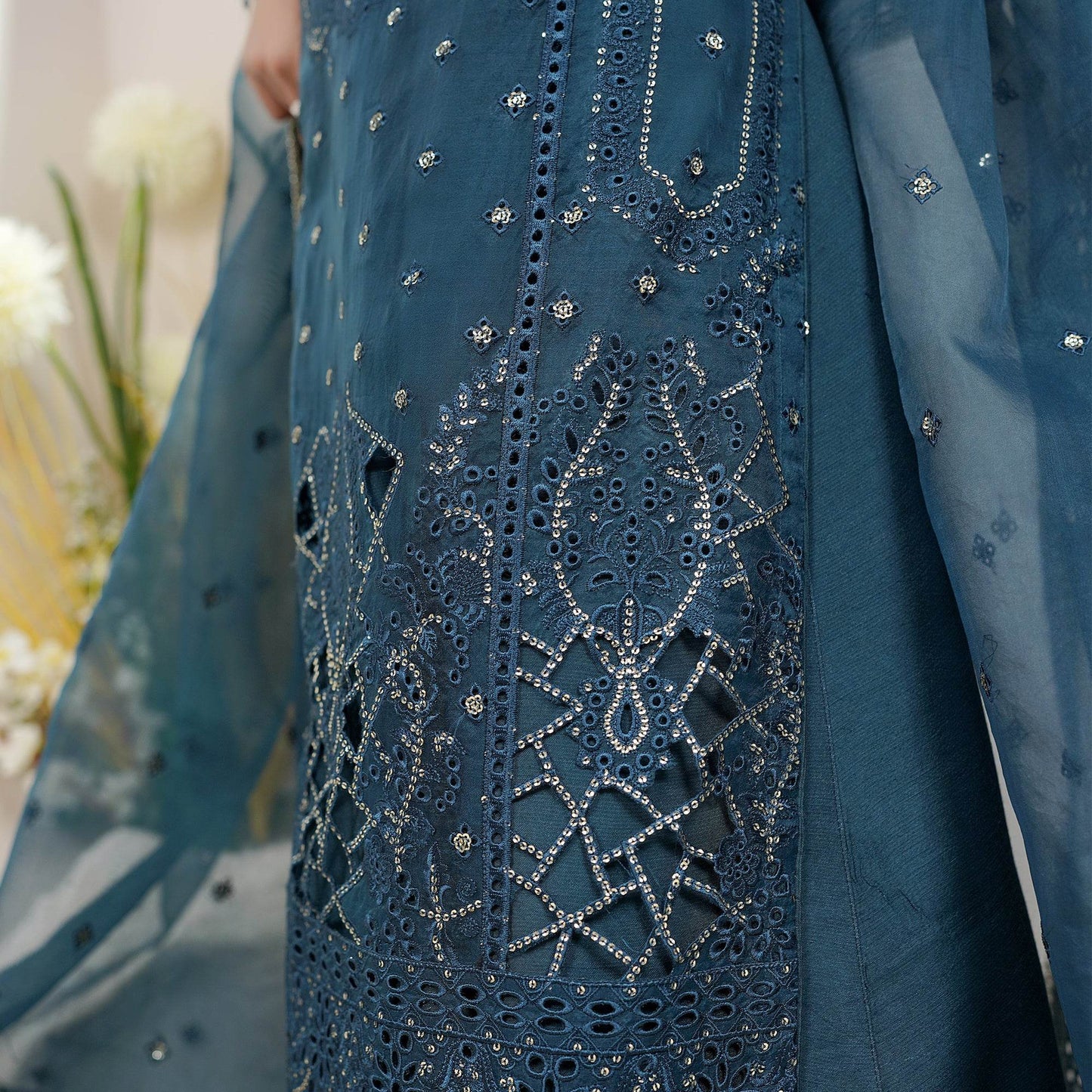 Embellished Ready to wear Organza 3pcs - Jotey