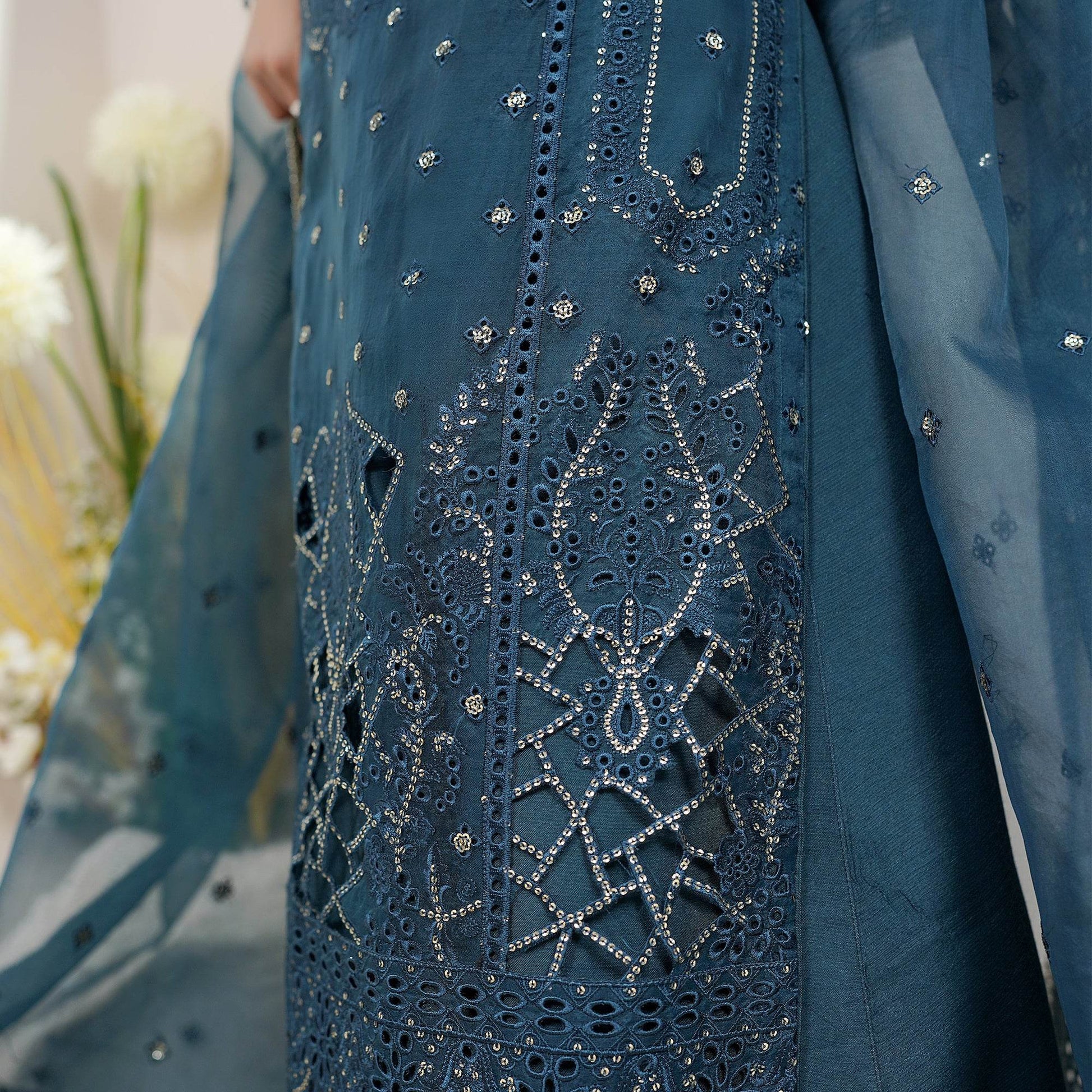 Embellished Ready to wear Organza 3pcs - Jotey