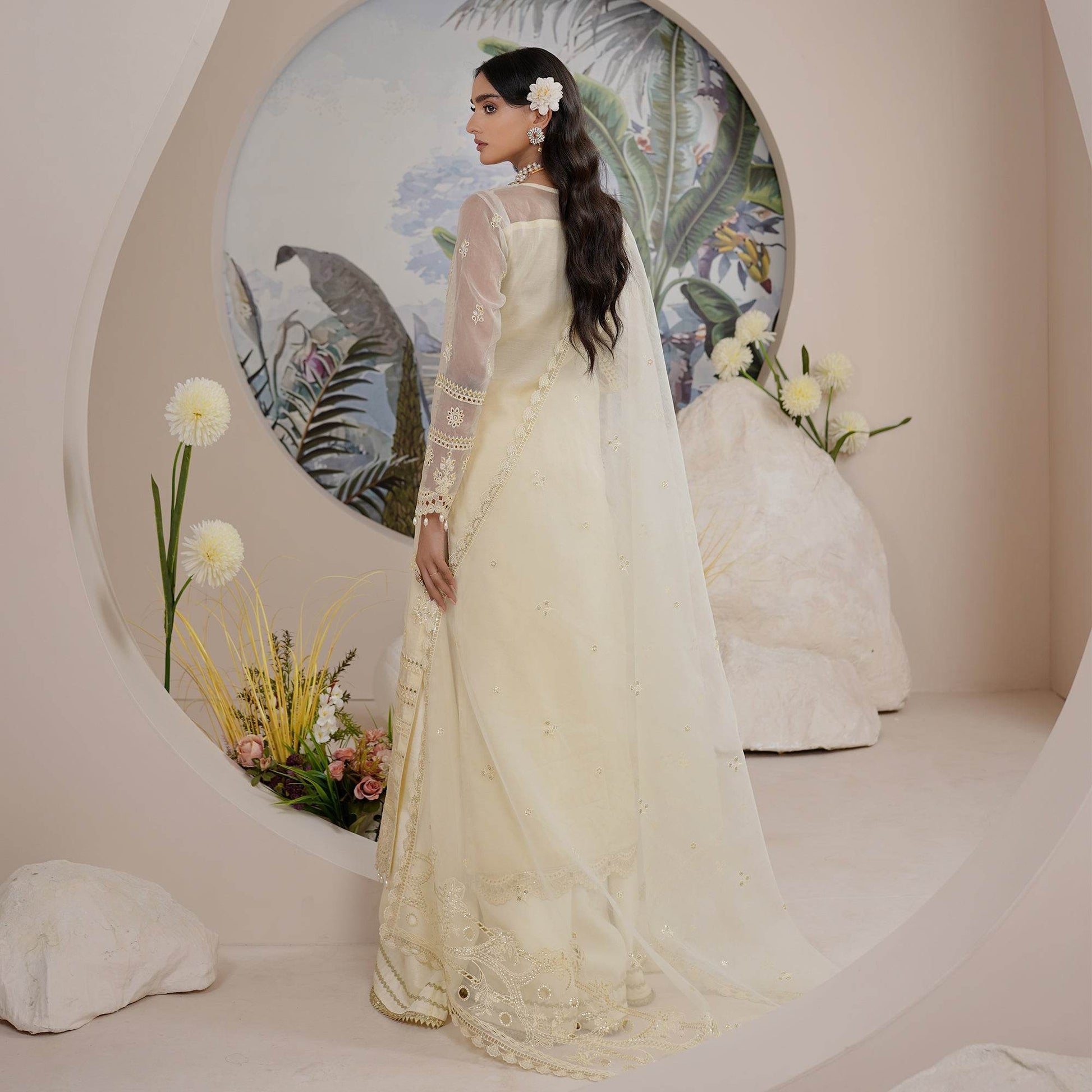 Embellished Ready to wear Organza 3pcs - Jotey