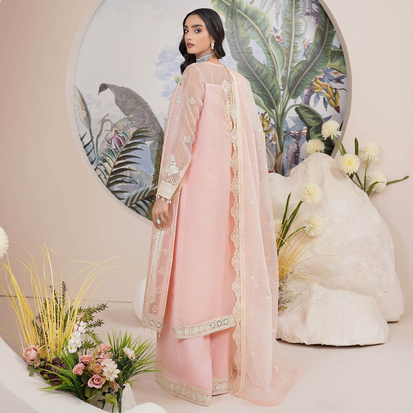 Embellished Ready to wear Organza 3pcs - Jotey