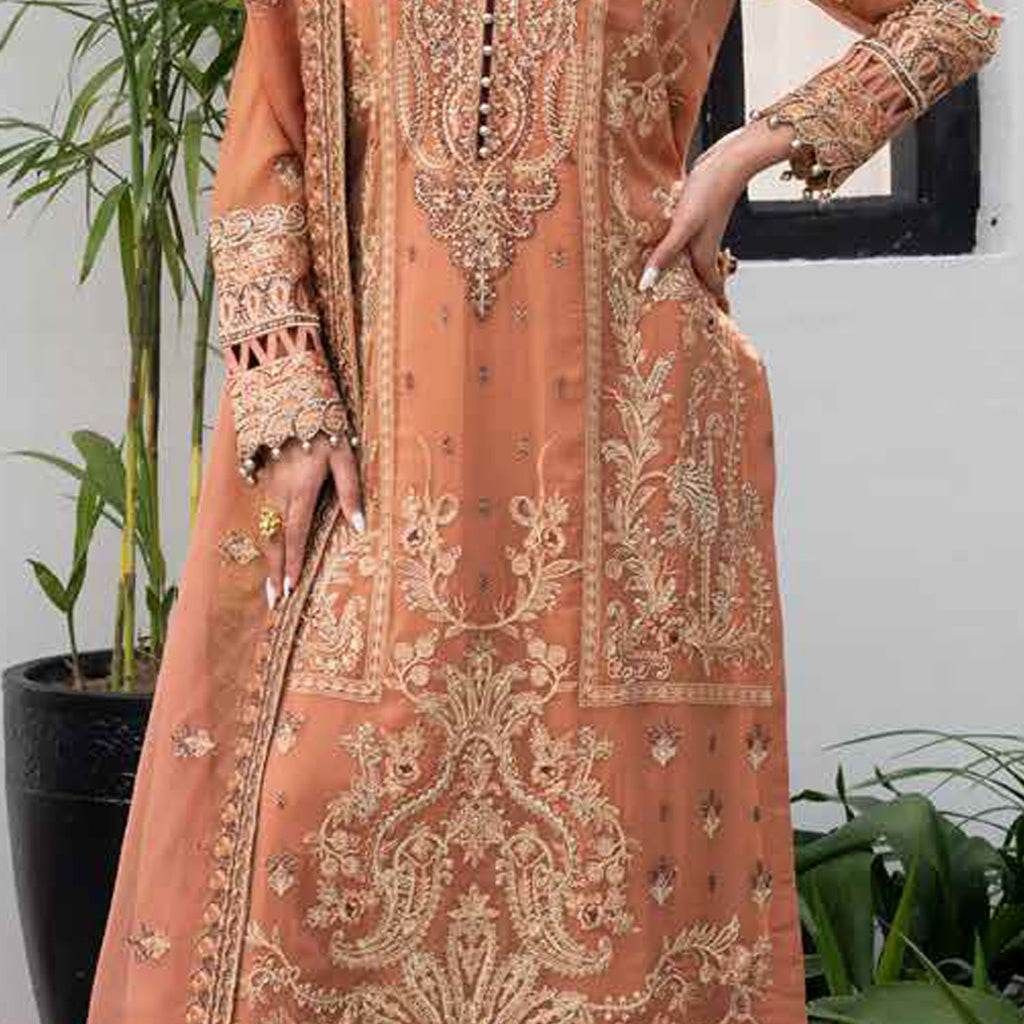 Tarz by Freesia Embroirdered Chiffon Unstitched 3 Piece - Jotey