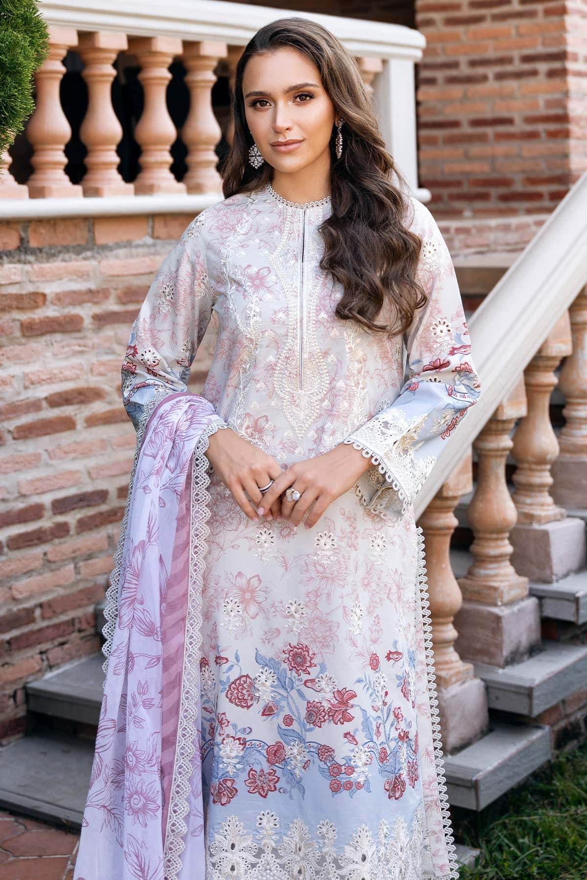 AFROZEH Damask The Holiday Edit'25 Embroidered Lawn 3pcs - Jotey