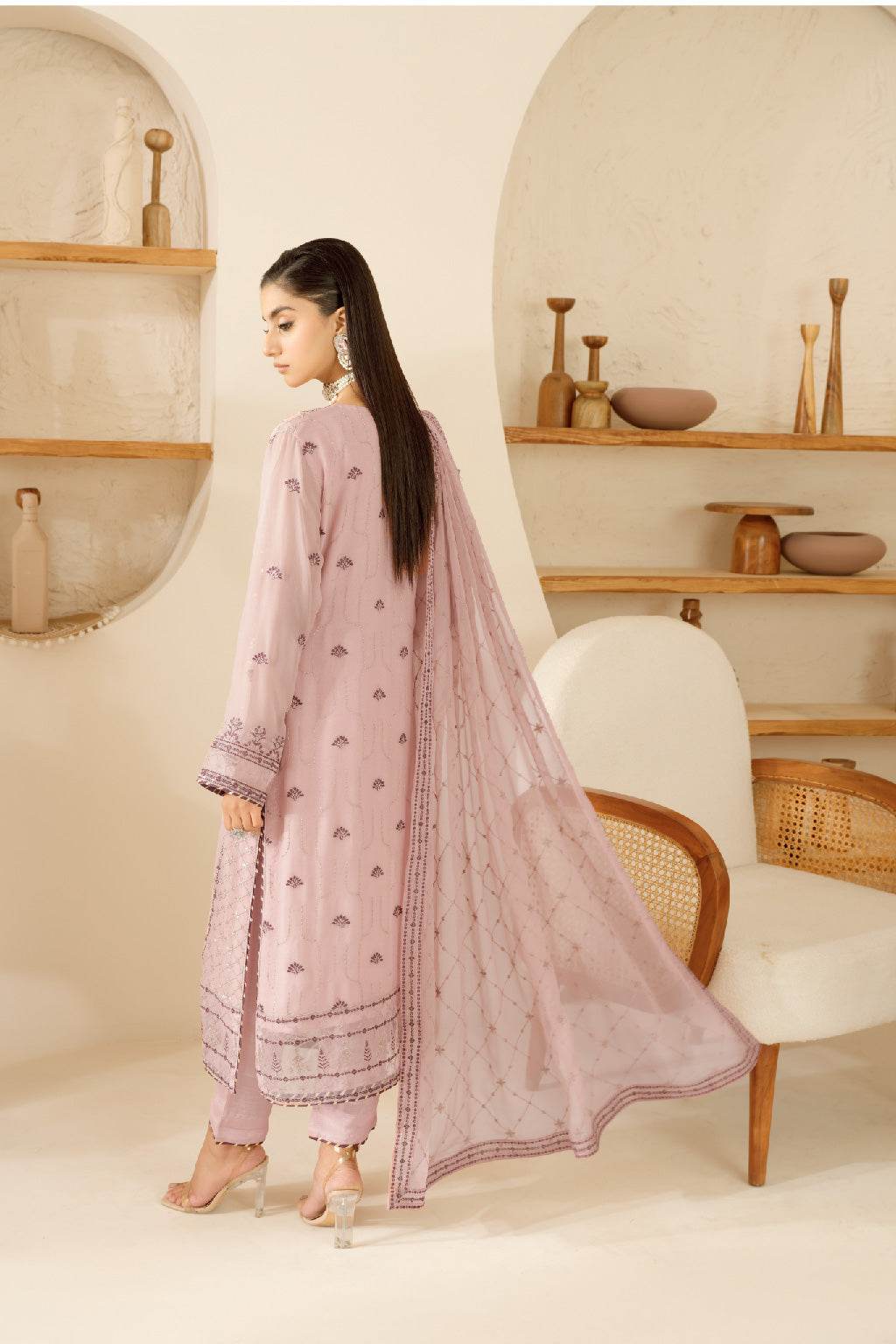 Sonehri By Ramsha Chiffon Unstitched 3pcs - Jotey