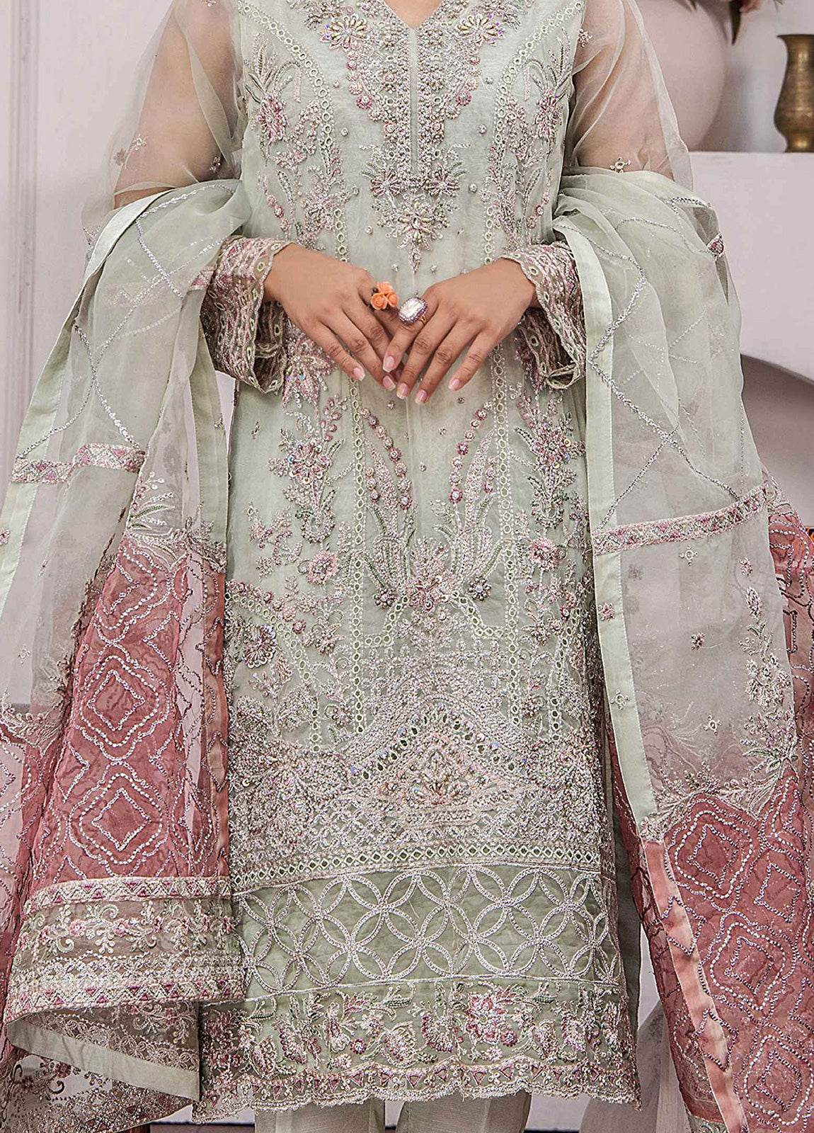 ZA Clothes Gulshan Embroidered Organza Ready to wear 3pcs - Jotey