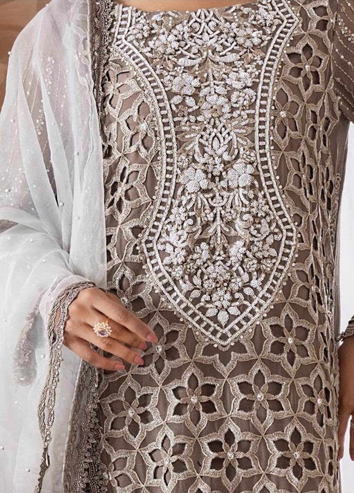 Zoya By ZA Clothes Embroidered Chiffon Semi-Stitched 3pcs - Jotey