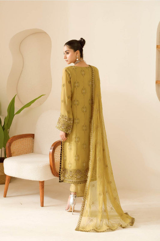 Sonehri By Ramsha Chiffon Unstitched 3pcs - Jotey