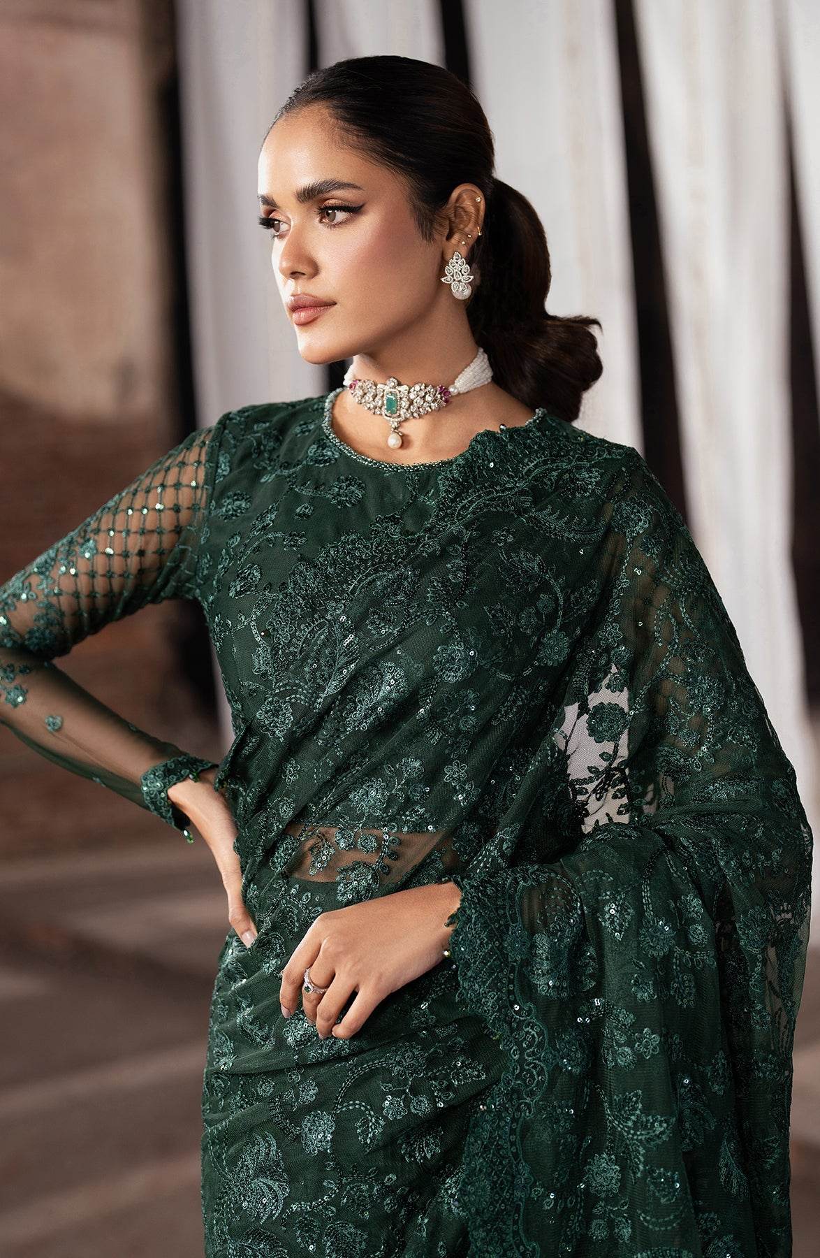 Shehnai By Zarif Embroidered Luxury Wedding Unstitched 3pcs - Jotey