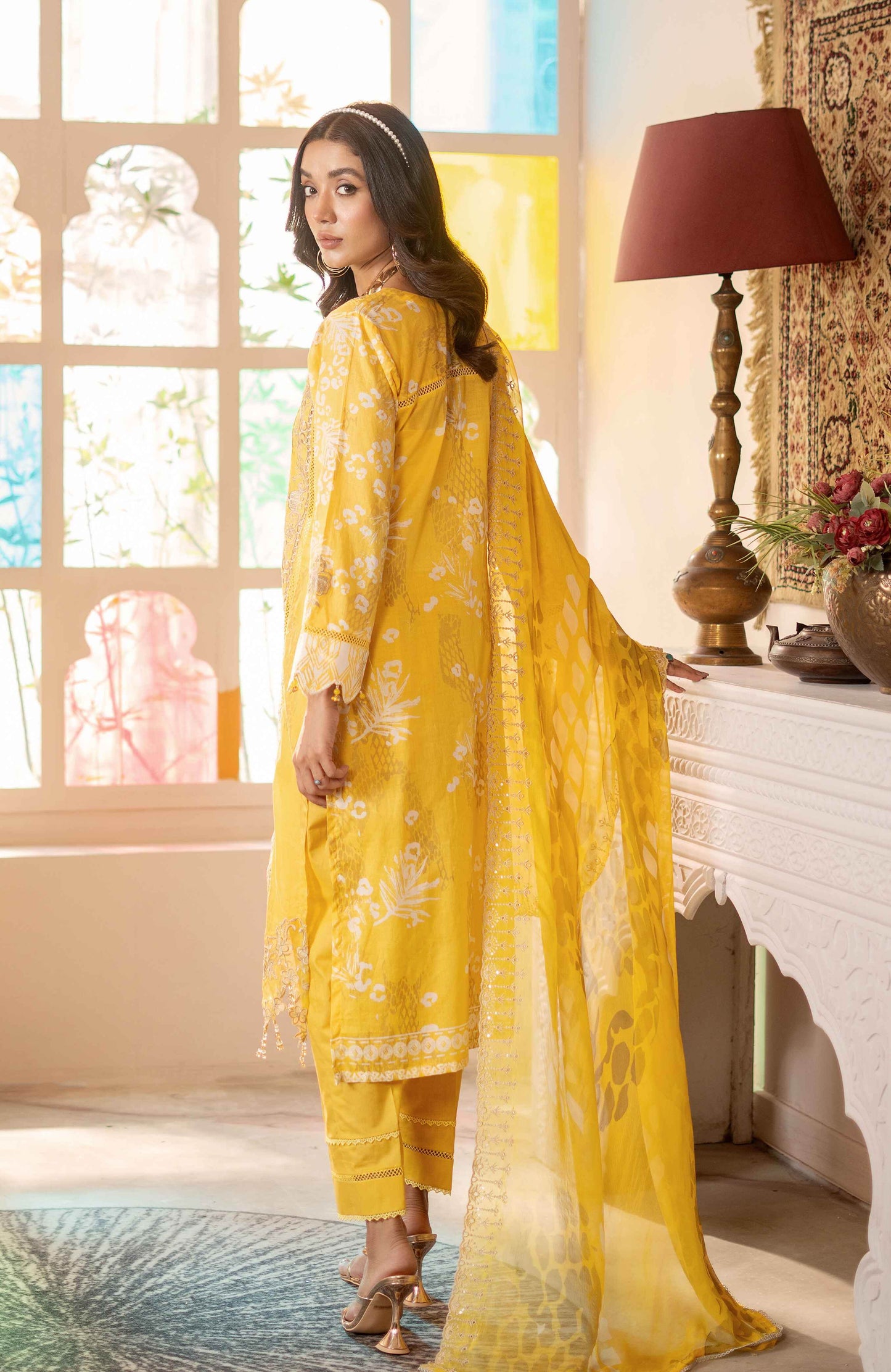 Sunshine Bloom By Alzohaib Premium Printed Embroidered Unstitched 3pcs - Jotey