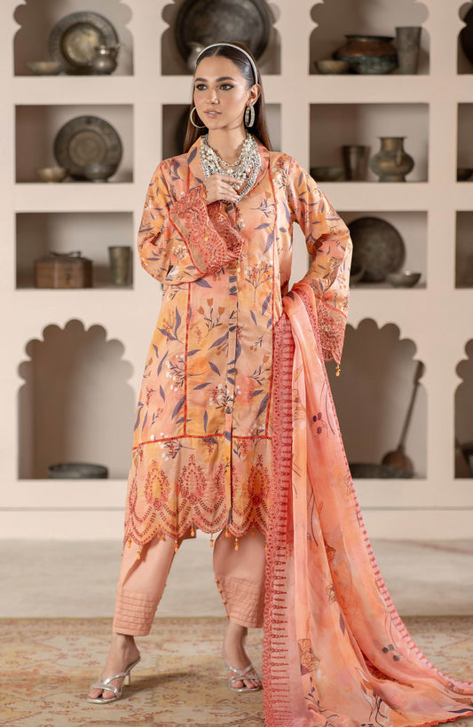 Sunshine Bloom By Alzohaib Premium Printed Embroidered Unstitched 3pcs - Jotey