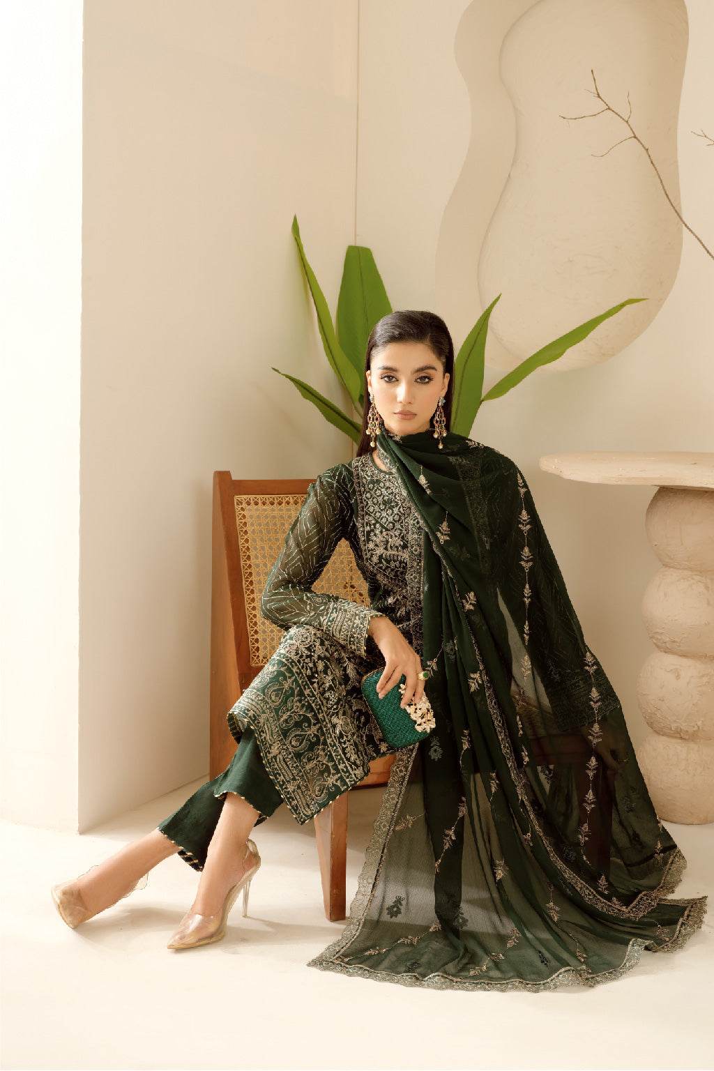 Sonehri By Ramsha Chiffon Unstitched 3pcs - Jotey