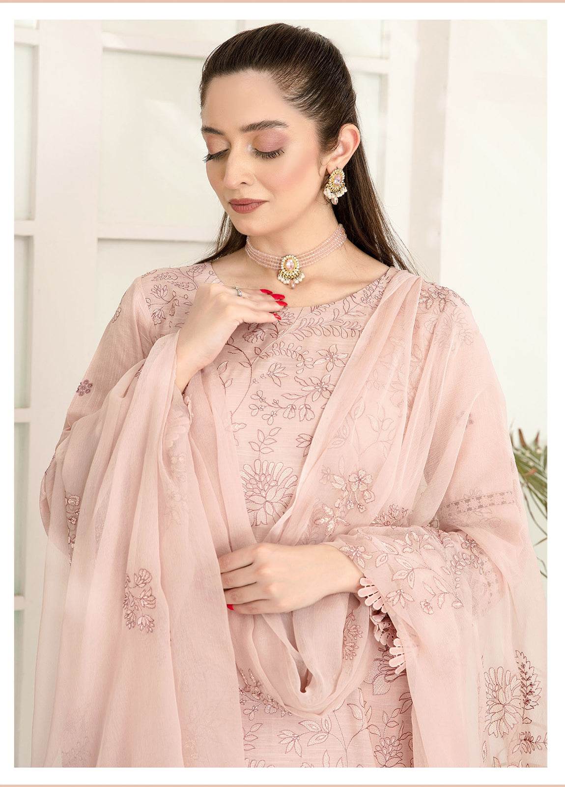 Sherine By Anaya Hoor Embroidered Lawn Unstitched 3pcs - Jotey