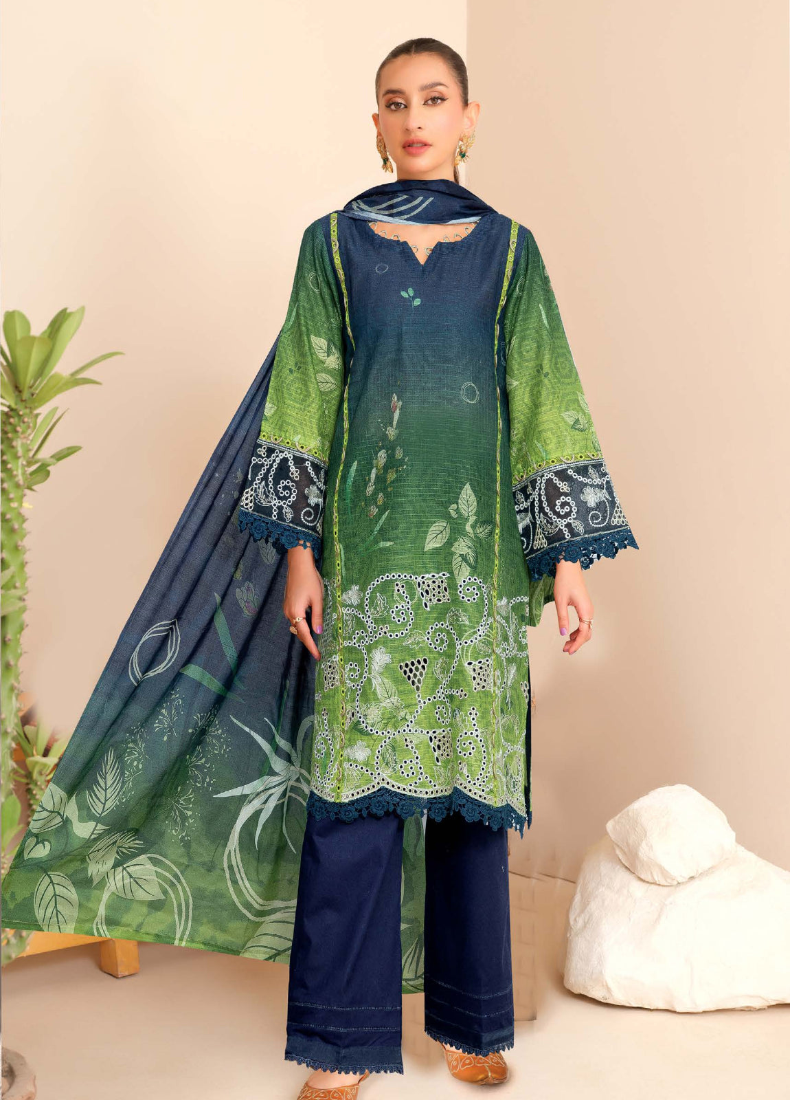 Wisam by Johra Chikankari Embroidered Printed Bana Dora Lawn Unstitched 3Pcs