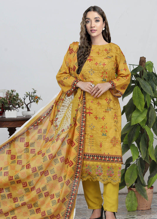 Sui Dhaga Embroidered Printed Lawn Unstitched 3pcs